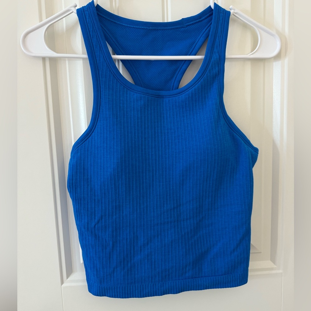 Lululemon Ebb to Street Cropped Tank (poolside blue)